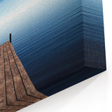Minimalist Coastal Landscape Art – Wooden Pier Over Calm Blue Sea