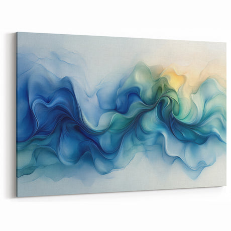 Ocean Breeze Abstract Fluid Canvas – Sky Blue & Teal Wall Art