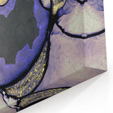 Contemporary Fluid Art Piece – Lilac & Gold Ink Style Canvas
