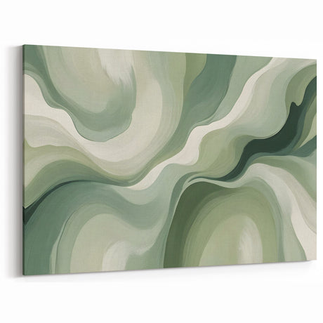 Neutral Green Abstract Fluid Canvas Art - Fluid Acrylic Wall Decor