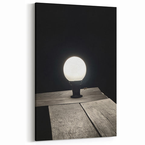 Contemporary Minimalist Nature Art – Night Lamp on Wooden Texture