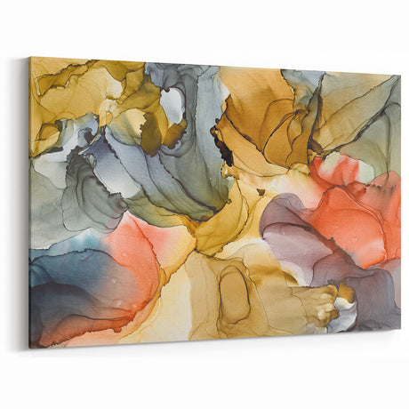 Warm Tones Abstract Fluid Canvas Art - Contemporary Fluid Artwork