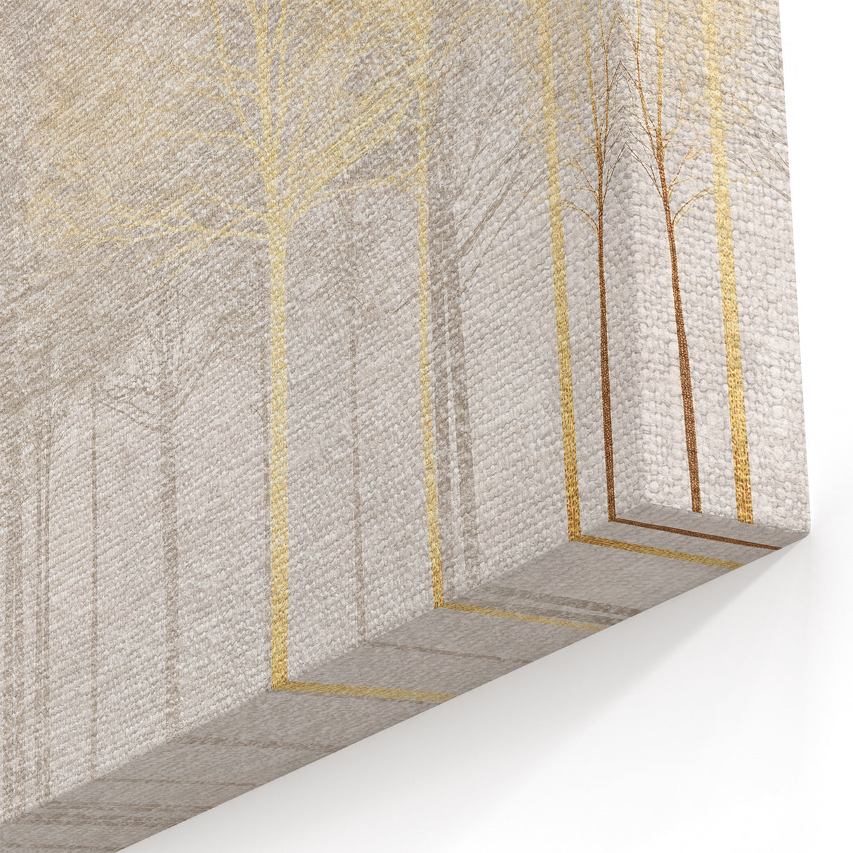 Minimalist Mountain Wall Art – Textured Golden Forest in Haze