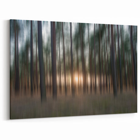 Abstract Minimalist Landscape Paintings – Motion Blur Pine Forest