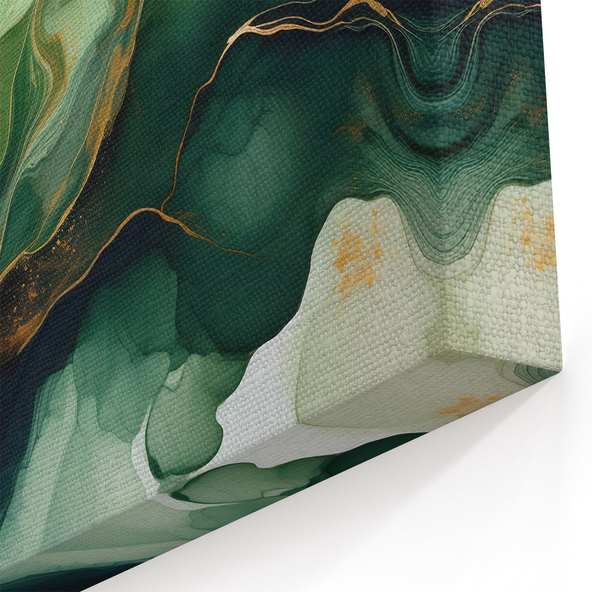 Green and Brown Fluid Abstract Wall Art - Fluid Art Paintings for Walls