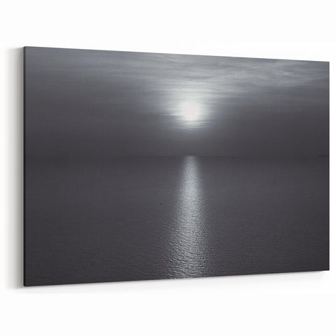 Modern Minimalist Landscape Prints – Monochrome Ocean Horizon