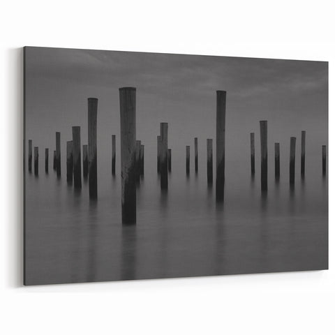 Contemporary Minimalist Nature Art – Pier Posts in Silent Water