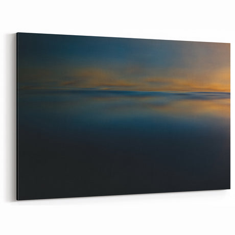 Minimalist Coastal Landscape Art – Dark Ocean Glow at Sunset