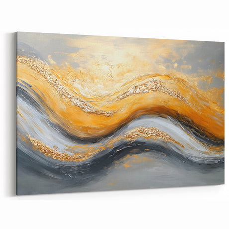 Golden Currents – Modern Fluid Art Prints in Gold and Gray Tones