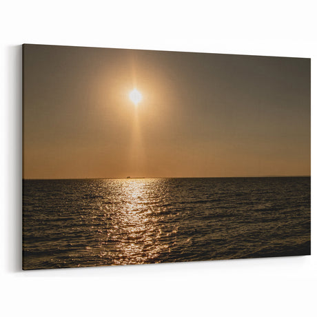 Modern Minimalist Landscape Prints – Golden Sun Over Ocean Horizon