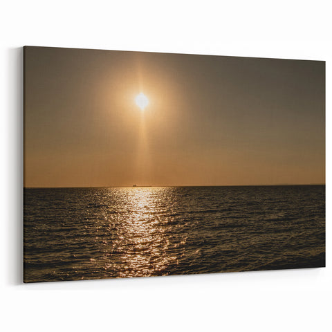 Modern Minimalist Landscape Prints – Golden Sun Over Ocean Horizon