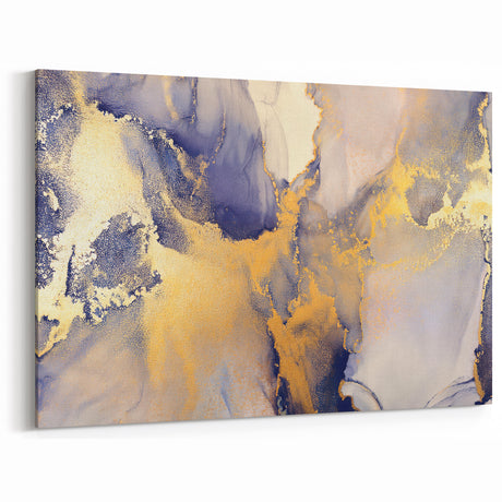 Celestial Depth – Contemporary Fluid Art Pieces in Gold and Blue