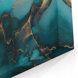Ocean Veins – Fluid Art Paintings for Walls in Teal and Gold