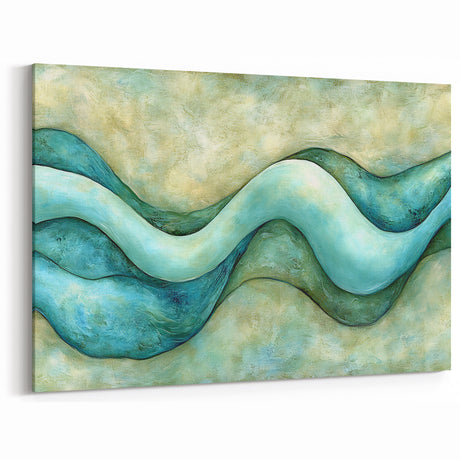 Serene Currents – Abstract Fluid Canvas Art in Blue and Mint Tones