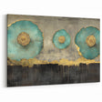 Golden Bloom – Fluid Acrylic Wall Decor with Turquoise Accents