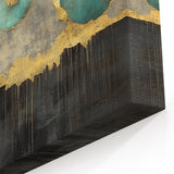 Golden Bloom – Fluid Acrylic Wall Decor with Turquoise Accents