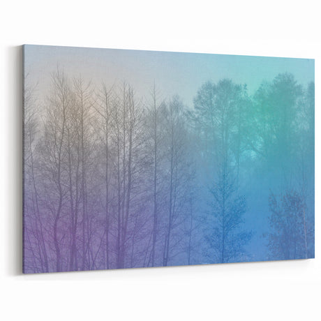 Abstract Minimalist Landscape Paintings – Lavender Misty Forest