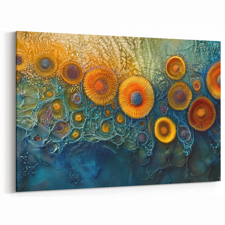 Radiant Bloom – Modern Fluid Art Prints in Orange and Deep Blue