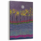 Abstract Minimalist Landscape Paintings – Forest Glow by Moonlight