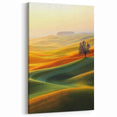 Contemporary Minimalist Nature Art – Golden Tree on Rolling Hills