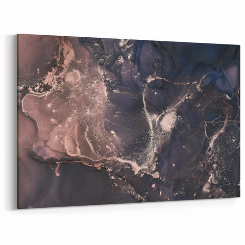 Metallic Midnight Flow – Fluid Abstract Wall Art on Canvas