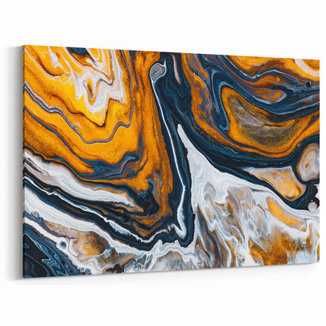 Fluid Abstract Wall Art - Modern Fluid Art Prints in Gold and Black