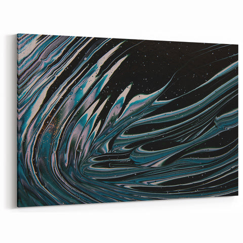 Fluid Acrylic Wall Decor - Modern Fluid Art Prints in Dark Blue Tones