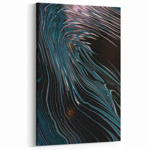 Fluid Abstract Wall Art - Contemporary Fluid Art Pieces Dark Teal