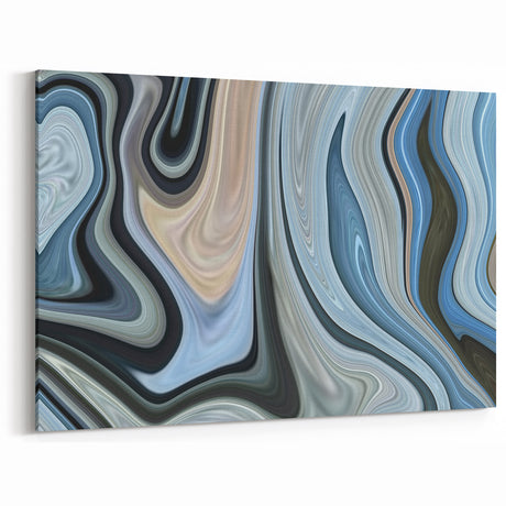 Abstract Fluid Canvas Art in Gray Blue - Contemporary Fluid Art Pieces