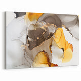 Fluid Acrylic Wall Decor in Gold and Gray - Abstract Fluid Canvas Art