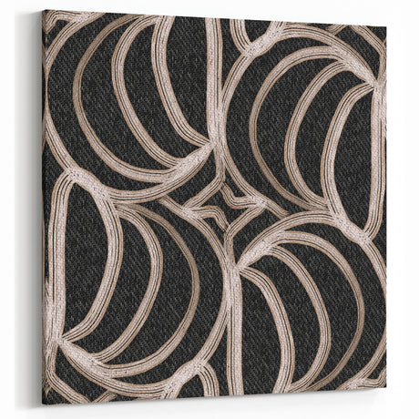 Earthen Harmony Abstracts - Curved Line Art in Black and Beige
