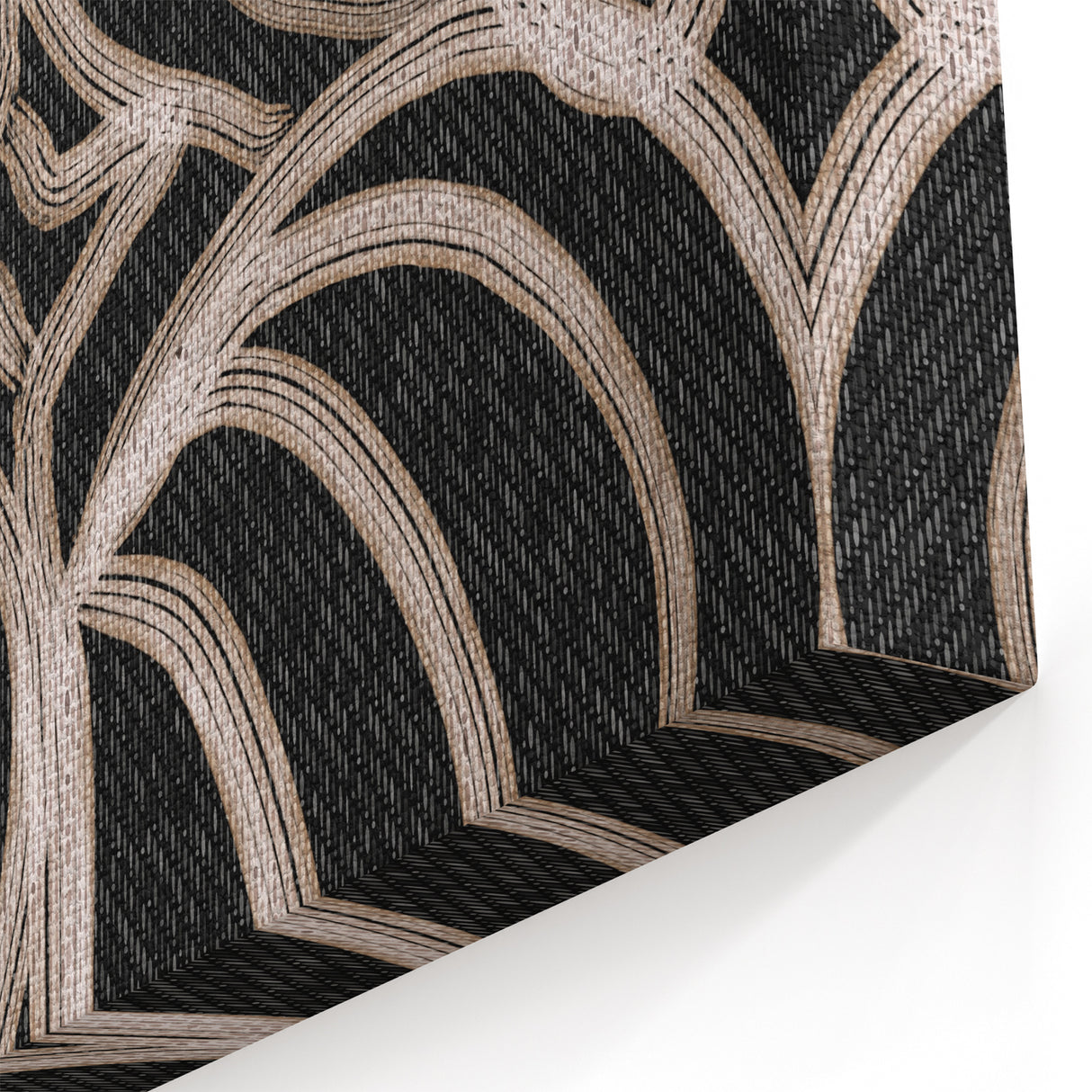 Earthen Harmony Abstracts - Curved Line Art in Black and Beige