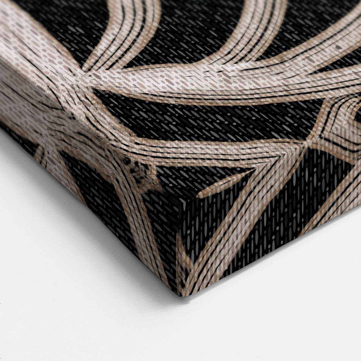 Earthen Harmony Abstracts - Curved Line Art in Black and Beige