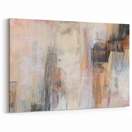 Earthen Harmony Abstracts - Soft Peach and Blue Abstract Art