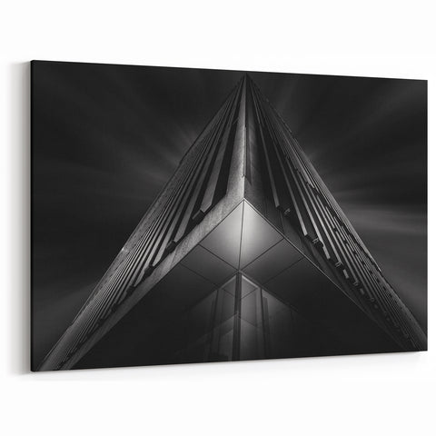 Urban architectural wall art – Geometric black and white building