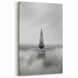 Cityscape photography prints – Iconic spire above the city clouds