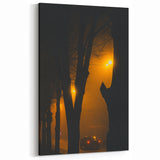 Modern urban landscape art – Moody night road with car and lights