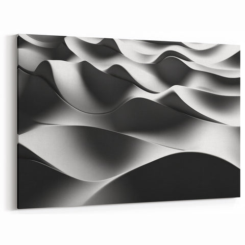 Modern Monochrome Abstract Wall Art – Bold Black and White Waves
