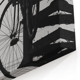 Modern Urban Landscape Art – Black and White Bicycle Scene