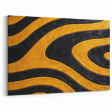 Bold Black and Yellow Abstract Wall Art – Modern Wave Illustration