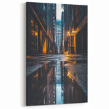 Urban Architectural Wall Art – City Alley Reflection Canvas Print
