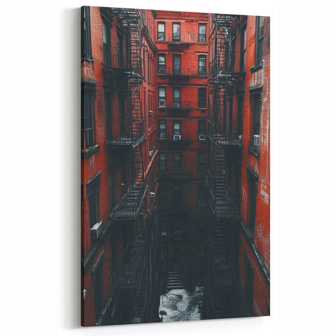 Cityscape Photography Prints – Red Brick Urban Courtyard Wall Art