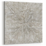 Minimalist Textured Art Pieces – Beige and Gray Radial Line Design