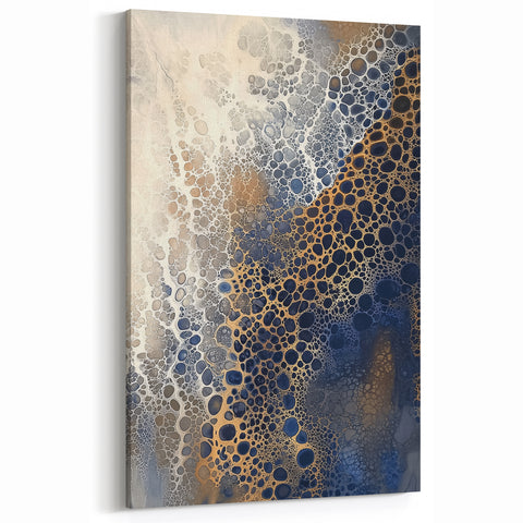 Minimalist Textured Art Pieces – Cream, Navy, and Gold Cell Design