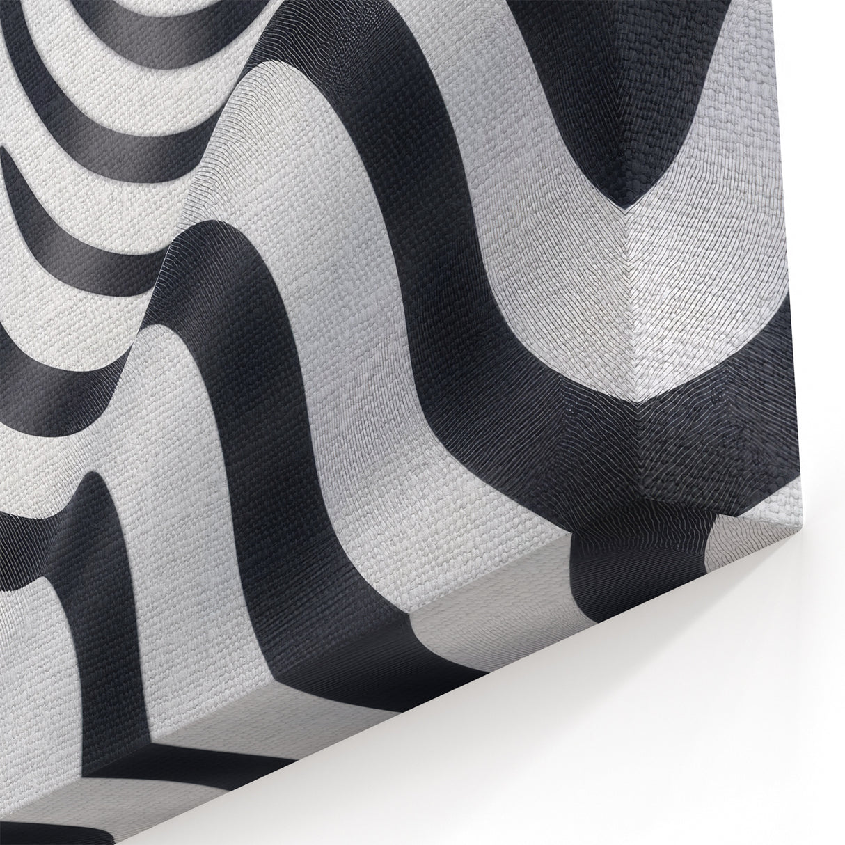 Geometric Abstract Art Prints – Black & White Wave Illusion