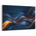 Colorful Abstract Wall Hangings – Navy & Gold Digital Wave Print