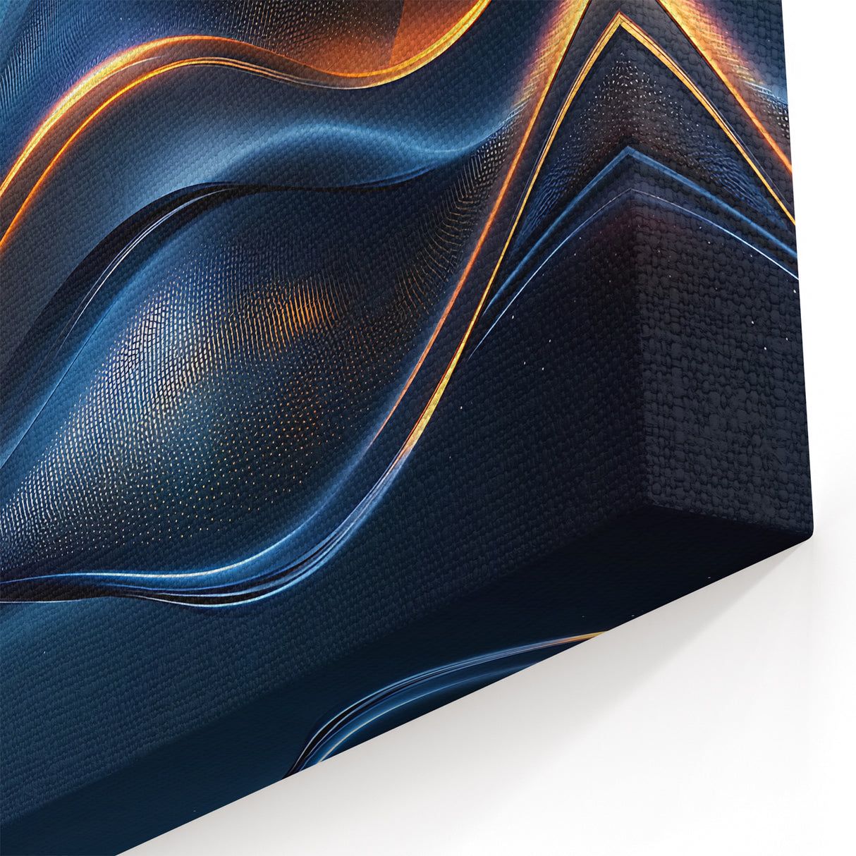 Colorful Abstract Wall Hangings – Navy & Gold Digital Wave Print