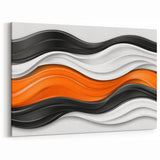 Contemporary Abstract Art Pieces – Orange, Black & White Waves