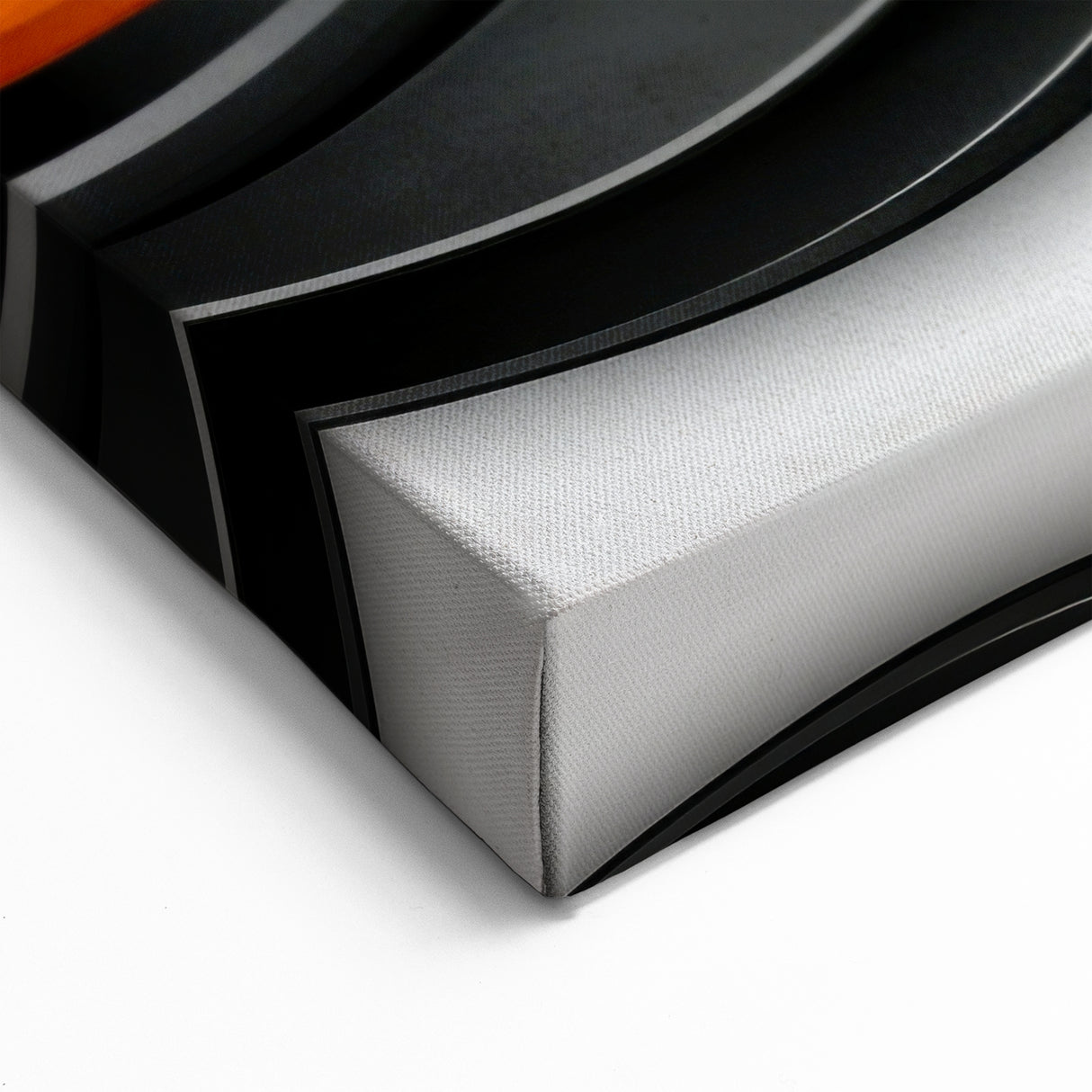 Contemporary Abstract Art Pieces – Orange, Black & White Waves
