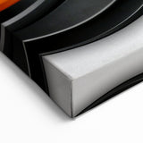 Contemporary Abstract Art Pieces – Orange, Black & White Waves
